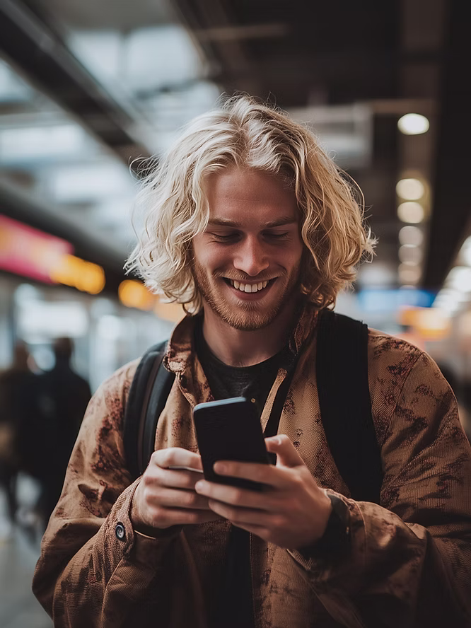 AI campagnevisual met man en telefoon
